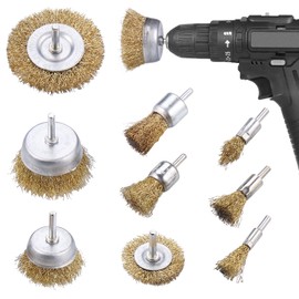 Jizzu 9 pieces wire brush drill, stainless steel brush attachment, cordless screwdriver, wire brush, angle grinder, steel brush for cleaning rust, removing paint, dedusting, degreasing, deburring