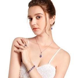 LMXXVJ Created Purple Amethyst Tennis Bracelet for Women,18K Gold Plated Tennis CZ Gemstone Bracelet Elegant Jewelry Gifts for Mom/Wife.Rose Gold-Tone