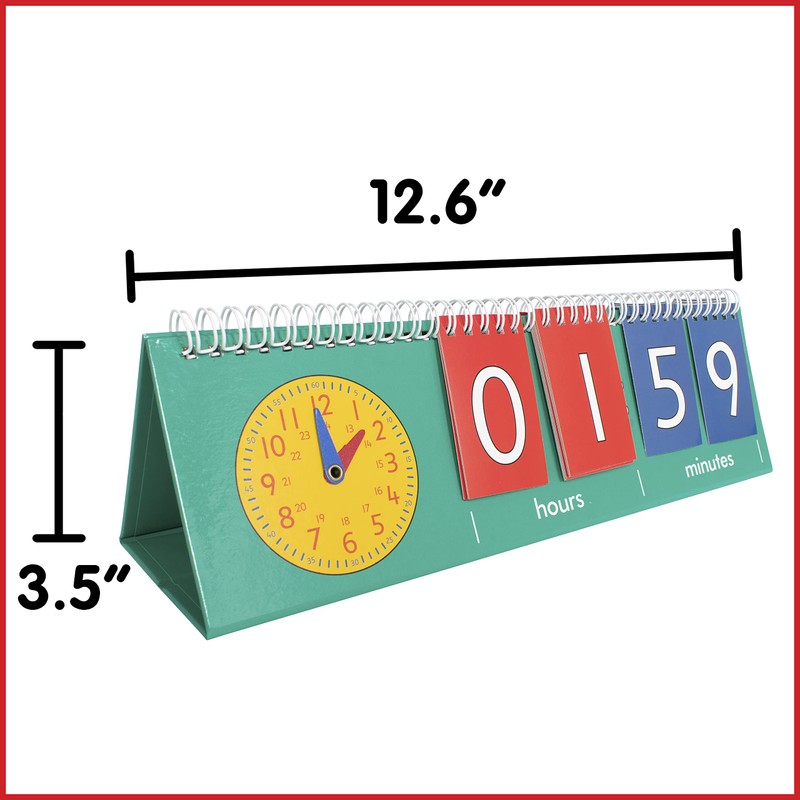 edxeducation Time Flip Chart - Teaching Clock for Kids -