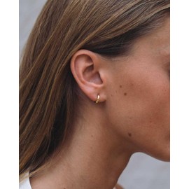 Lightweight Mini Gold Hoop Earrings for Women, 14K Gold Open Huggie Hoop Earrings Hypoallergenic Tiny Hoop Earrings in Gold Silver Minimalist Hoops for Women (14K Gold - 6mm (1 Pairs))