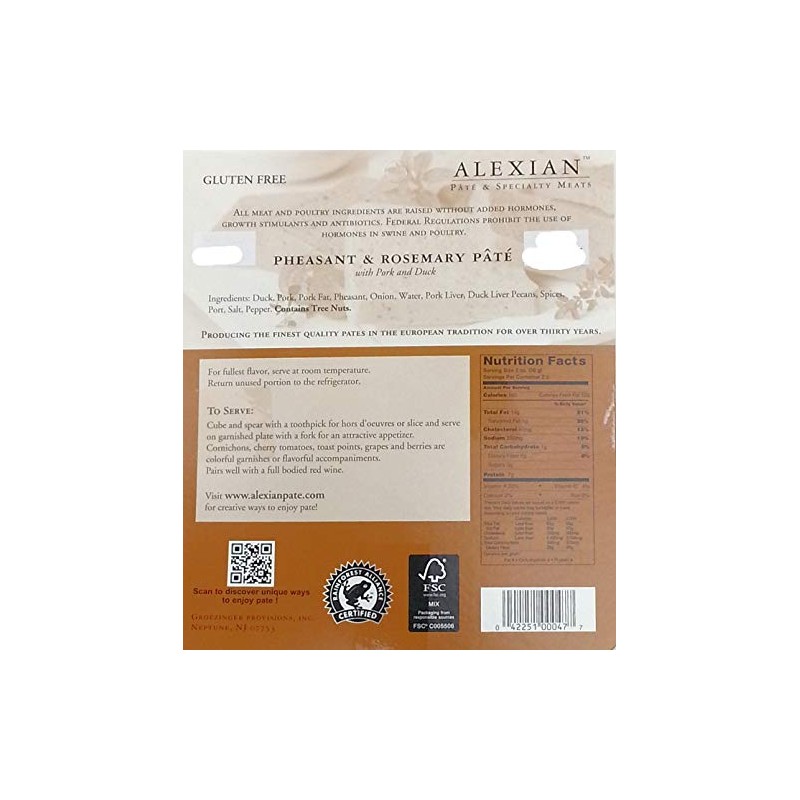 Pheasant Rosemary Pate, 5 oz, 4 pack