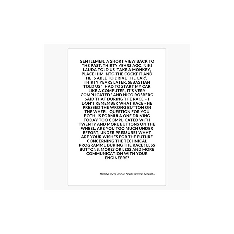 Famous Formula 1 Quote White Bumper Sticker Vinyl Decal 5"