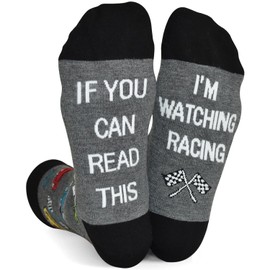 GOLIN Men Funny Race Car Crew Socks, Nascar f1 Racing Gift for Car Lover Dad Teen Boys