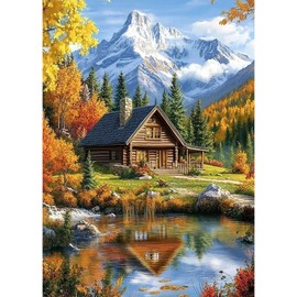 MEIYUDA Landscape Diamond Painting Kits for Adults, 5D DIY Forests and Mountains Diamond Art kits, Autumn Scene Diamond Art Crystal Picture Round Full Drill Gem Art for Home Wall Decor 30x40cm