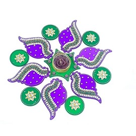 Kriwin 12 pcs Set Floor/Wall/Table Rangoli Decorative Showpiece (Acrylic) (Shank Circle)