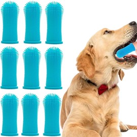 10 Pack Hund Finger Zahnbürste, Hund & Katze Zahnbürste, 360º Silikon Welpen Zahnbürste, Hunde Katzen Zahnreinigung Zahnpflege (Blau)