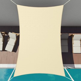 Patio Paradise 6' x 6' Waterproof Sun Shade Sail Rectangle with Hardware Kit, Beige Shade Canopy UV Block Awning Cloth Outdoor Patio Covers for Garden Backyard Pergola