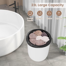 Giantex Towel Warmer for Bathroom - 23L Large Blanket Warmer with 3 Heat Settings, Built-in Timer, Auto Shut Off, Towel Heater Bucket for Home Spa Massage, Fits 2 Oversized Towels (White & Black)