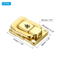 PATIKIL Suitcase Lock Hasp 1.6" x 1.10",2Pcs Iron Toggle Catch Lock with Keys/Screws Latch Clasp for Jewelry Box Wooden Case Toolbox, Gold