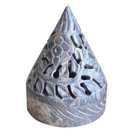 Bitto Pyramid Incense Cones Holder and Lantern Soft Stone Height 10.5 cm Diameter 8 cm