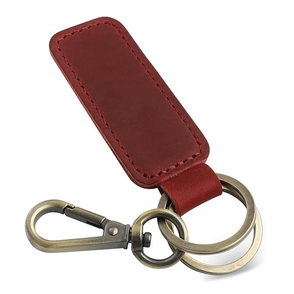 [Meltryllis] Keychain, Cowhide Leather Keychain, Double Ring Keychain, Car Key