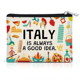 Italy Travel Gift Pocket Cosmetic Bag Italy Lovers Gift for Women Traveller Friends Sister Daughter Coin Purses Italian Theme Gifts Italian Bachelorette Party Favors Mini Storage Bag