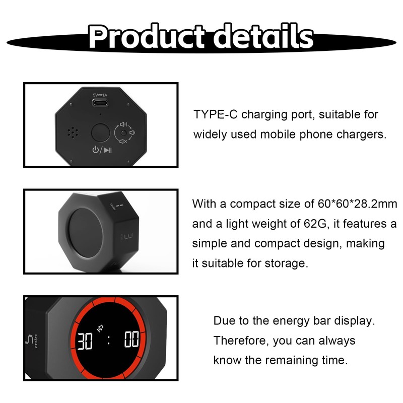 Digital Gravity Flip Timer 1/3/5/15/30/60/90 Minutes Countdown Timer, Pomodoro Timer