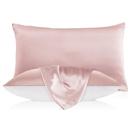 LILYSILK 19mm Silk Pillowcase for Hair and Skin with Cotton Underside Standard/Queen 20x30 Inch Rosy Pink 1pc