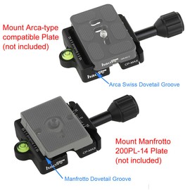 Haoge CP-MAS Screw Knob Quick Release Clamp Adapter Compatible with Arca Swiss/Manfrotto 200PL-14 RC2 Plate for Camera Tripod Ballhead Monopod Ball Head Clamp