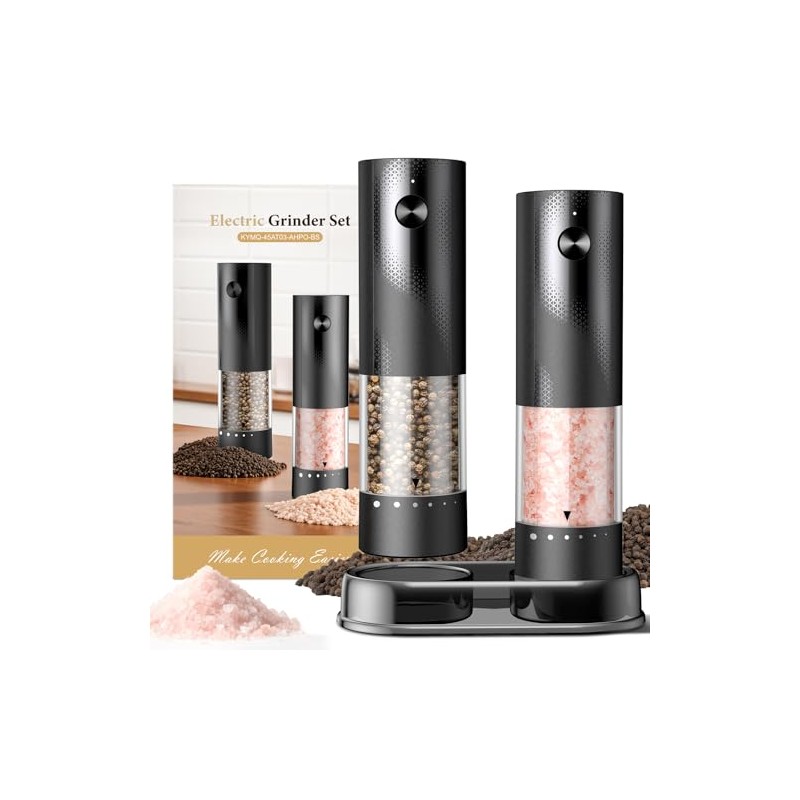 Electric Salt and Pepper Grinder Set - Rechargeable Automatic Salt