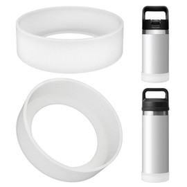 Linkidea 2 Pack Water Bottle Boot Compatible with YETI Rambler Jr. Kids 12oz, Rambler Bottle 12oz/18oz, Yonder 20oz, Silicone Anti-Slip Bottle Bottom Bumper Protector (Clear White)