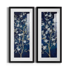 Renditions Gallery Nature Canvas Wall Art Paintings & Prints Gold Stem Indigo Spring Botanical Modern Canvas Decor for Bedroom Dining Living Room Office Home Kitchen Wall Hanging Pictures - 12"x28"