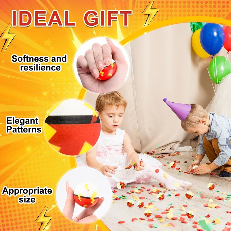 24 PCS Cartoon Red White Stress Balls, 1.57" Squeeze Toys