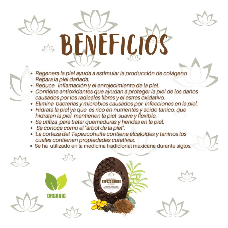 Jabón Orgánico Ozonizado Tepezcohuite Vitamina E Facial Corp