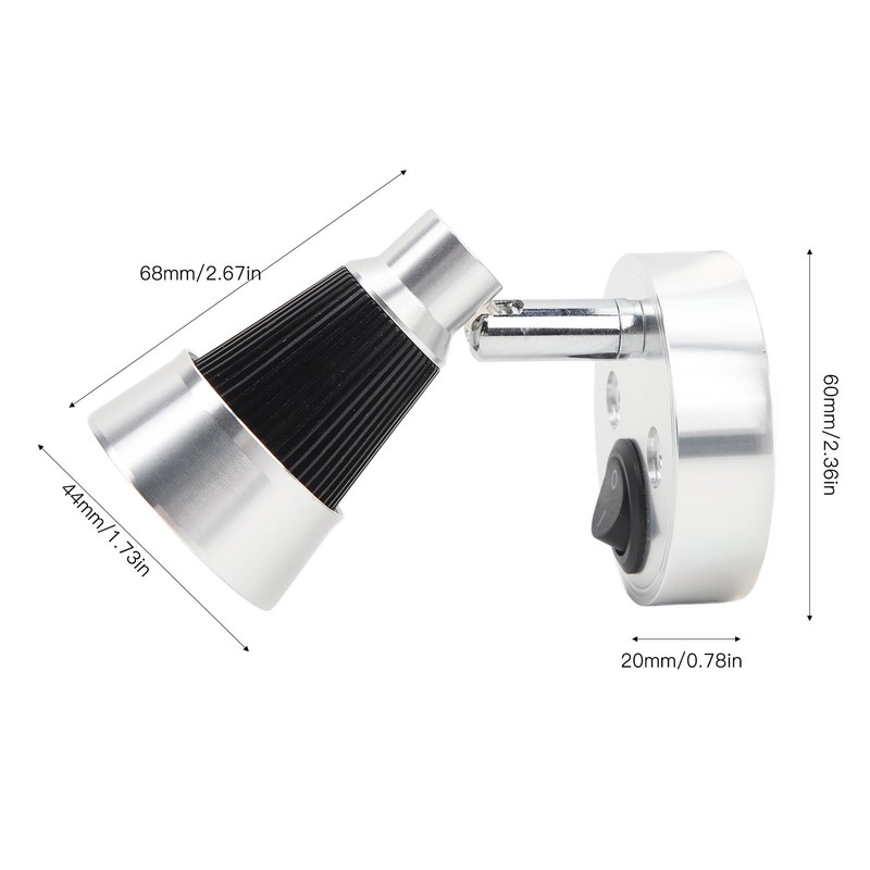 LED RV Bedside Lamp DC12 to 24V Silver 3W 3000K