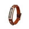 JSEA Vintage Brown Leather Metal Cross Bracelet Bangles Adjustable Men