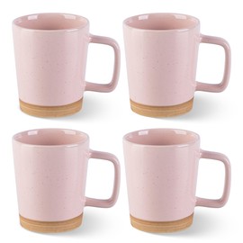 AmorArc 12oz Ceramic Coffee Mugs set of 4, Stylish Coffee Mugs with Rustic Terracotta Underside for Men/Women/Latte/Cappuccino/Milk/Cocoa,Dishwasher&Microwave Safe-Pink