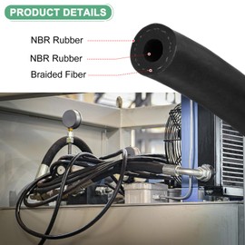 M METERXITY Fuel Line Hose, 1/4" 8mm ID 12mm OD 6.56ft Length, NBR Rubber High Pressure Heat Resistant Gas Line Hose Oil Hose for Automotive Fuel Systems/Steam Emission/Engines Tube Hose
