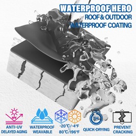 WATERPROOF HERO 1 Quart Roof/Outdoor Waterproof Coating Sealant Water-Based Durable Waterproof Agent Multi-Surface Leak Repair (1 Quart) (Grey)