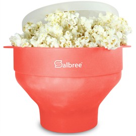 The Original Salbree Collapsible Silicone Microwave Popcorn Popper Maker Machine, Microwavable Bowl Holds 16 Cups, Uses Hot Air and Oil Always Optional - The Most Colors Available (Coral)