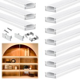 Muzata 10Pack 3.3FT/1M LED Channel with Milky White Cover White Aluminum U Shape LED Diffuser Channel LED Strip Light Diffuser Easy Installation U1SW HW 1M