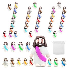 Yelsky Little Jesus Figures 100 Pcs,Mini Jesus Character Toys,Multicolor Jesus Figurines, Christian Gatherings Thanksgiving Easter Sunday School Baptism Souvenirs