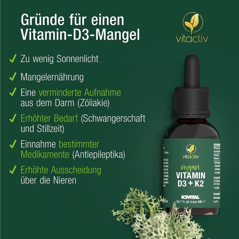 VITACTIV Vitamin D3 K2 Drops - K2VITAL 99.7% all-trans MK-7