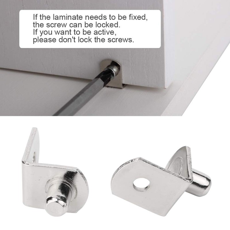 6mm L-Shaped Support Shelf Bracket Pegs with Hole, Polished Nickel