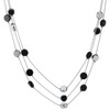 COOLSTEELANDBEYOND Black and Silver Beaded Necklace, Multi-Strand Chain with Faceted