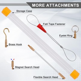 Boeray 22FT Fiberglass Running Electrical Wire Cable Pulling Fish Tape kit in a Carrying Case Through Wall Cable Snake Rods Electrical Tools Kit with Different Attachments