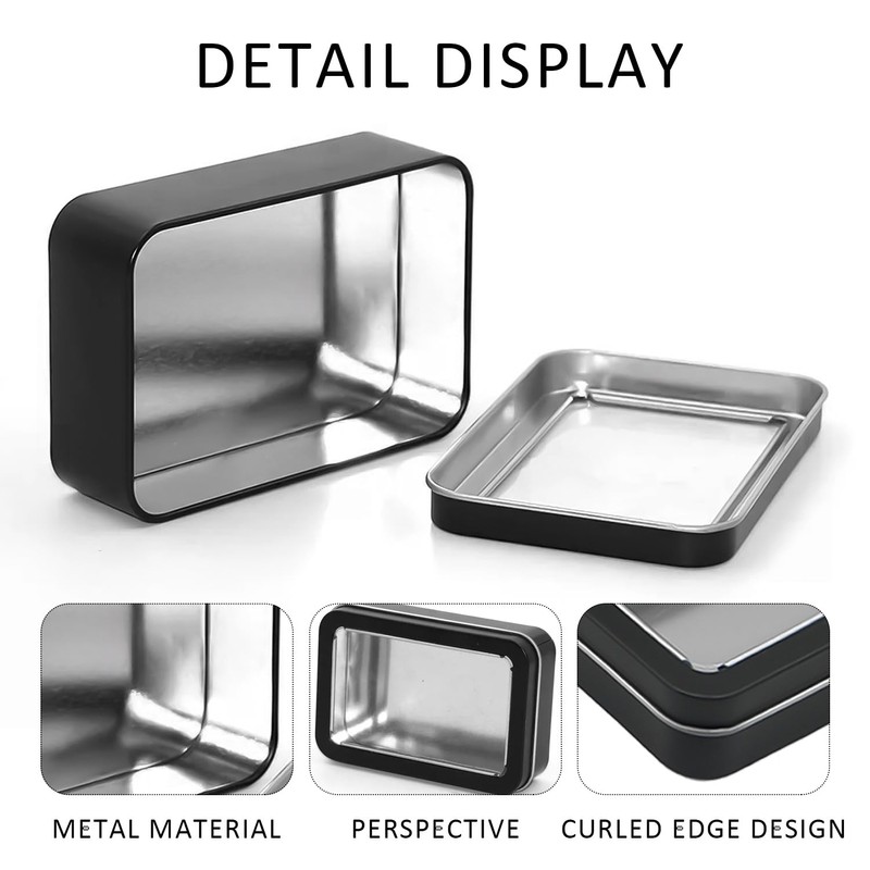 Pack of 4 Metal Boxes with Lids, Storage Boxes with