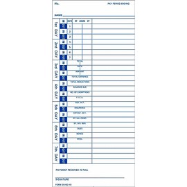 35100 Time Cards, 300-Count, Made in USA, for Pyramid 3500, 3550SS, 3600SS & 3700 Time Clocks, 35100-10