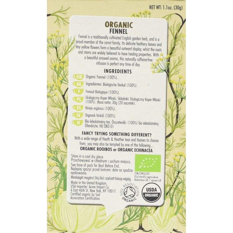 Heath & Heather Fennel Tea Bags (Pack of 6, Total