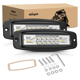 Nilight Flush Mount LED Pods 2PCS 6 Inch 60W LED Work Light Flood Spot Beam Combo Backup Driving Lights Fog Lamp Reverse Grill Mount Lighting for Offroad 4x4 Truck SUV