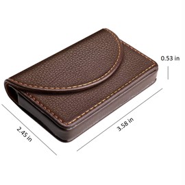Ocadux Cofee Leather Business Card Holder Case for Men or Women Pocket Business Card Wallet Name Card Case Holder with Magnetic Shut, Holds 25 Business Cards, Coffee