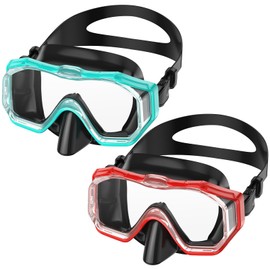 W WSTOO Adults Swim Goggles with Nose Cover,HD 3-Window Wide Vision Lens Snorkel Diving Swimming Mask Anti-Fog&Leak