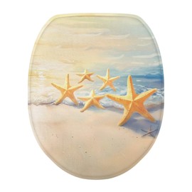 Viewamoon Sea Starfish Bathroom Lid Covers for Home Decoration Lightweight Cute Starfish Elongated Toilet Lid Cover Sea for Protector Cover with Elastic Bottom Comfortable Home Decoration