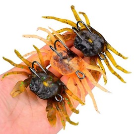 Wernfale 6pcs Cranka Crab Lure Crab Bait 3D Simulated Crab Soft Lure with Double Hooks for Fishing Accessories Tools