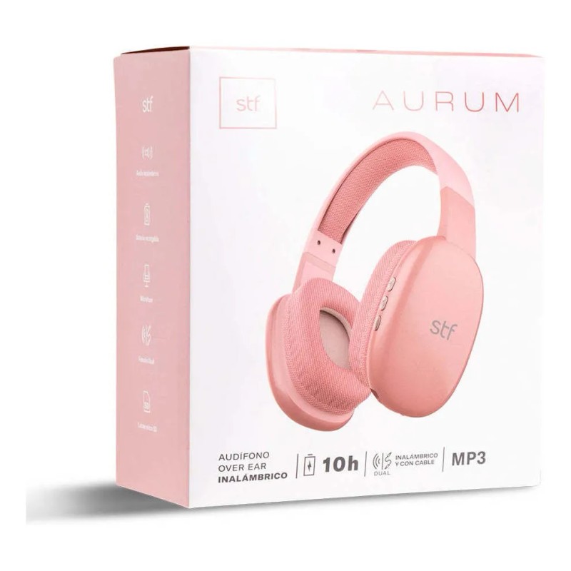 Audífonos Inalámbricos Over Ear Aurum Stf Color Rosa