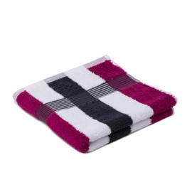 Gözze - New York Stripe Hand Towels, Set of 2, Soft and Absorbent, 100% Cotton, 50 x 100 cm - Cyclam/White/Graphite