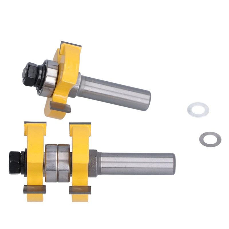 2Pcs Tongue Groove Router Bit T Shape 3 Teeth 2