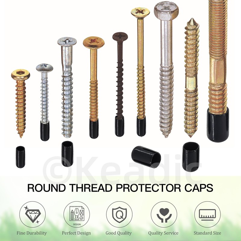 Keadic 496pcs Black Rubber End Caps, 17 Sizes Flexible End
