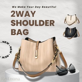 ReiLuana Women's Bag, Shoulder Bag, Shoulder Bag, 2-Way Handbag, Cross-body Leather, PU Leather, white
