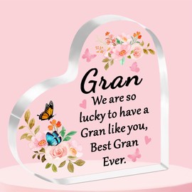 JETTOP Gran Gifts-Gifts for Gran Birthday Christmas Mothers Day Best Gran Ever Acrylic Plaque Gifts